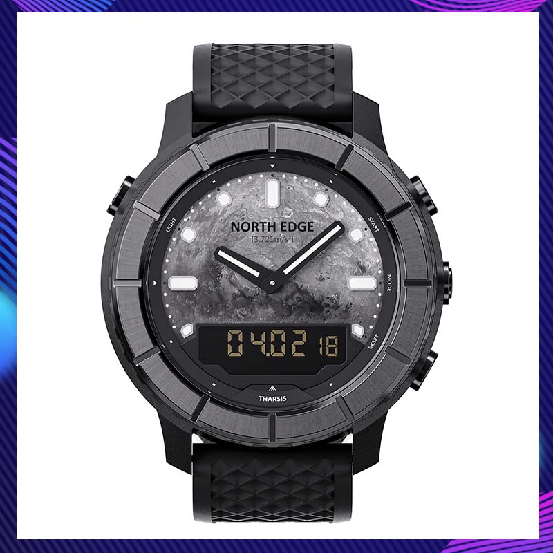 Altimeter Compass Watch - นาฬิกาสปอร์ตสำหรับผู้ชาย North Edge Tharsis หน้าปัดแสดงภูมิประเทศดาวอังคารแบบ 3