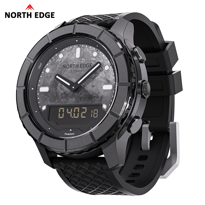 Altimeter Compass Watch - นาฬิกาดิจิตอลคาร์บอนไฟเบอร์สำหรับผู้ชาย NORTH EDGE THARSIS กันน้ำ 50
