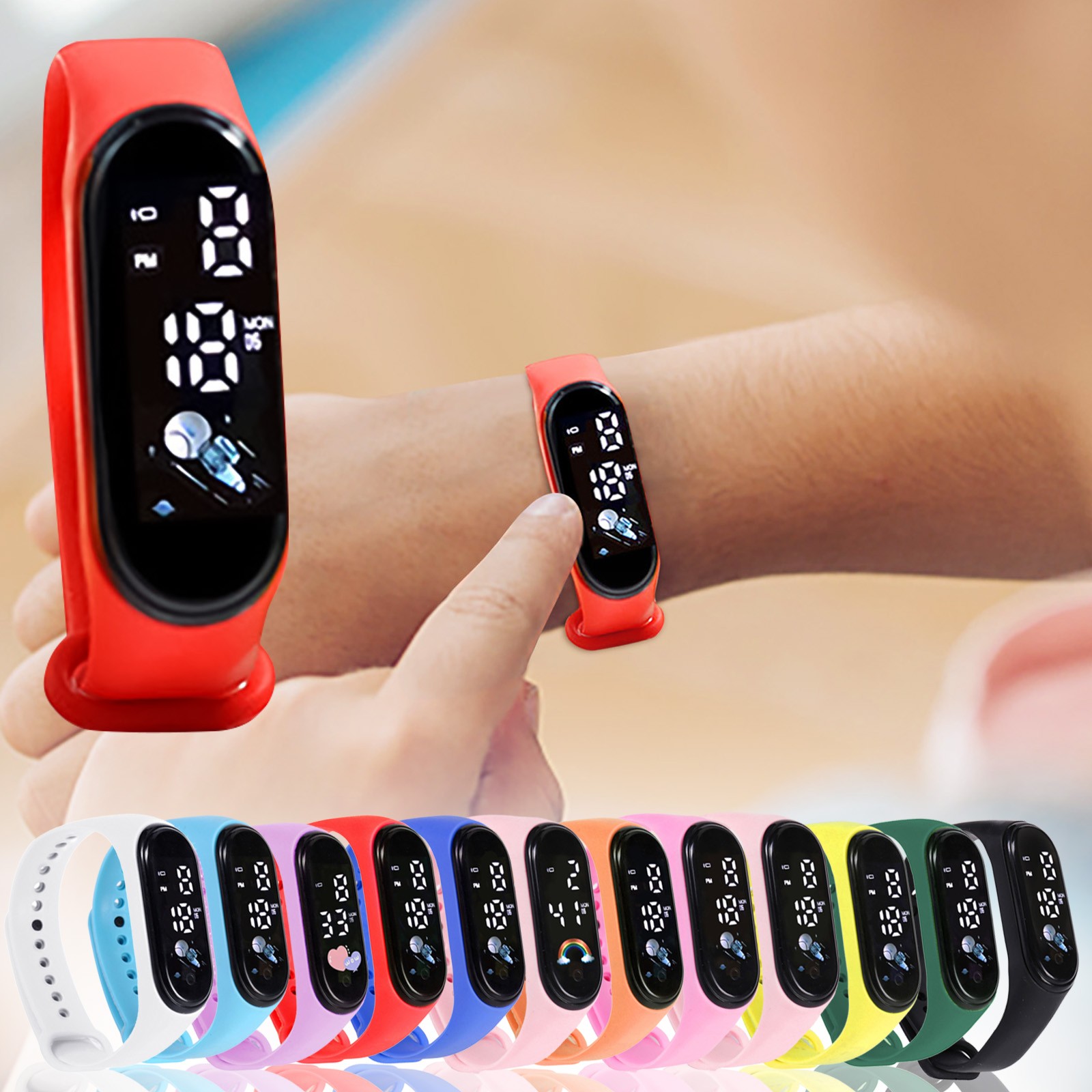 Smartwatch Digital Watches For Kid Girl - Kawaii สมาร์ทวอท์ชสําหรับเด็กแฟชั่นกีฬากันน้ํากลางแจ้งนาฬิกาเด็กนาฬิกาดิจิตอลนาฬิกาซิลิโคน montre enfant