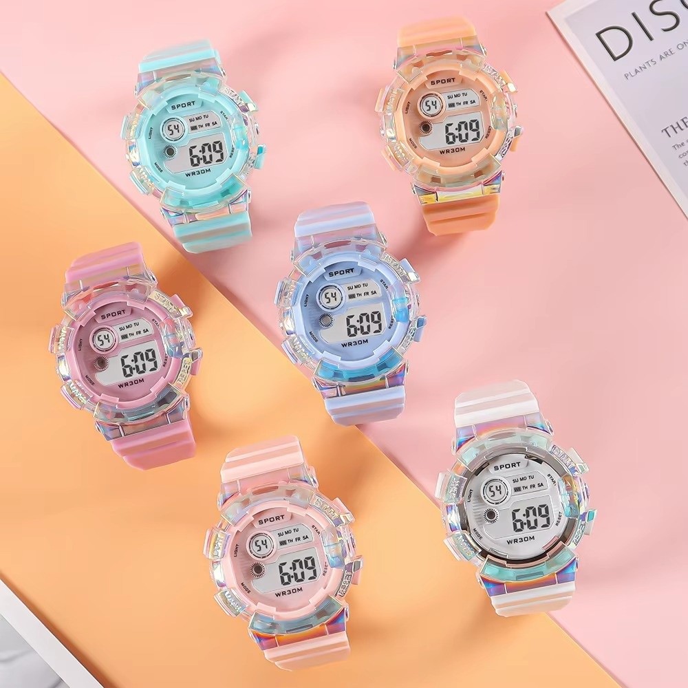 Smartwatch Digital Watches For Kid Girl - นาฬิกาเด็กสำหรับกีฬา กันน้ำ หน้าปัดเรืองแสง มีฟังก์ชันนาฬิกาปลุก นาฬิกาสปอร์ต ไฟกลางคืน