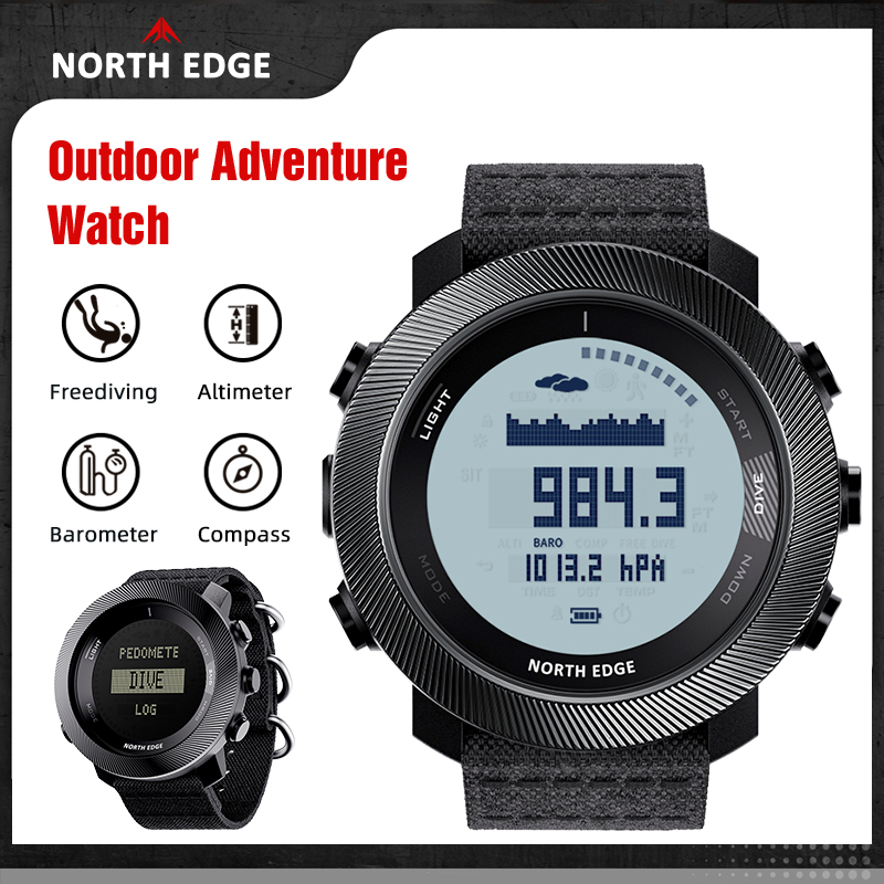 Altimeter Compass Watch - นาฬิกาดิจิตอล NORTH EDGE APACHE-D สำหรับผู้ชาย ดำน้ำฟรีได้