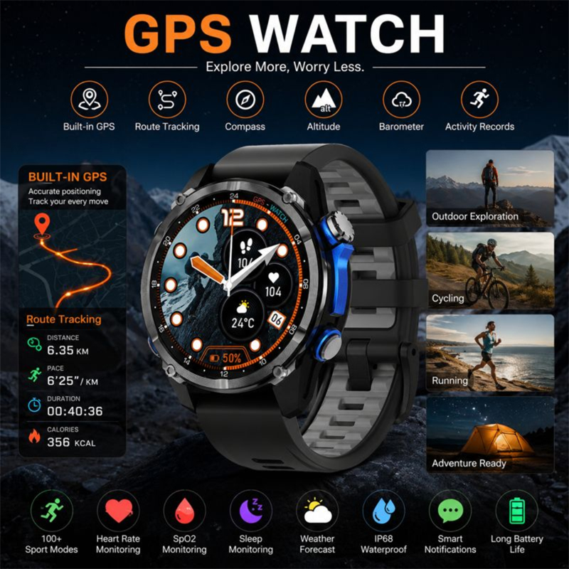 HD350 โปร สมาร์ทวอทช์เกรดทหาร  - Altimeter Compass Watch บทวิจารณ์และราคา